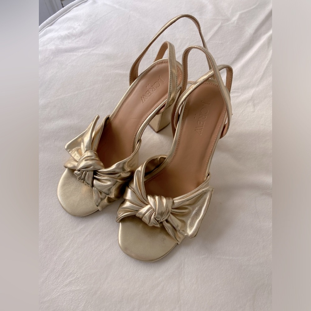 J. Crew Gold Bow Heels